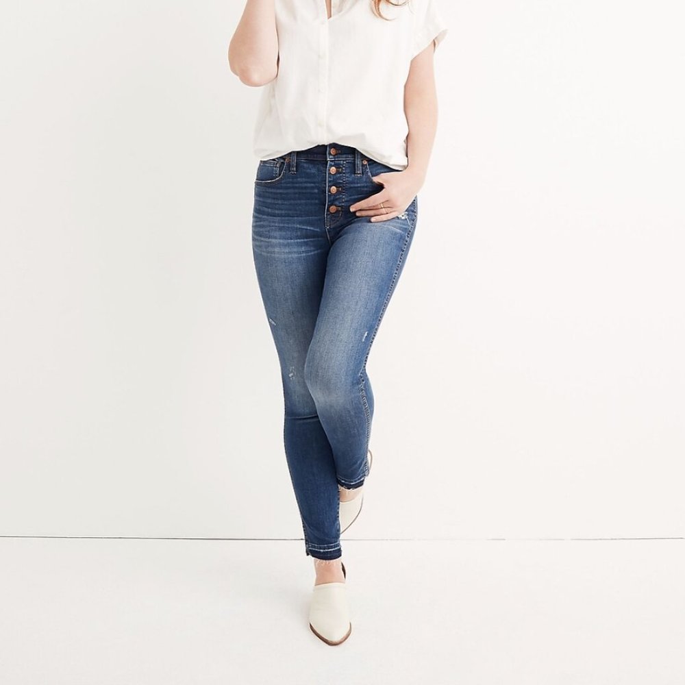 Madewell 10" High-Rise Skinny Jeans: Drop-Hem Edition Size 30